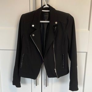 Black cropped moto jacket